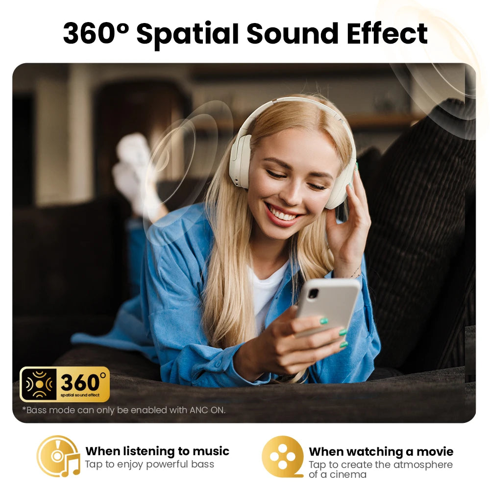 سماعات رأس HAYLOU S30 اللاسلكية بتقنية البلوتوث 5.4، مع خاصية إلغاء الضوضاء التكيفية 43 ديسيبل، ومحرك 40 مم، ومدة تشغيل 80 ساعة