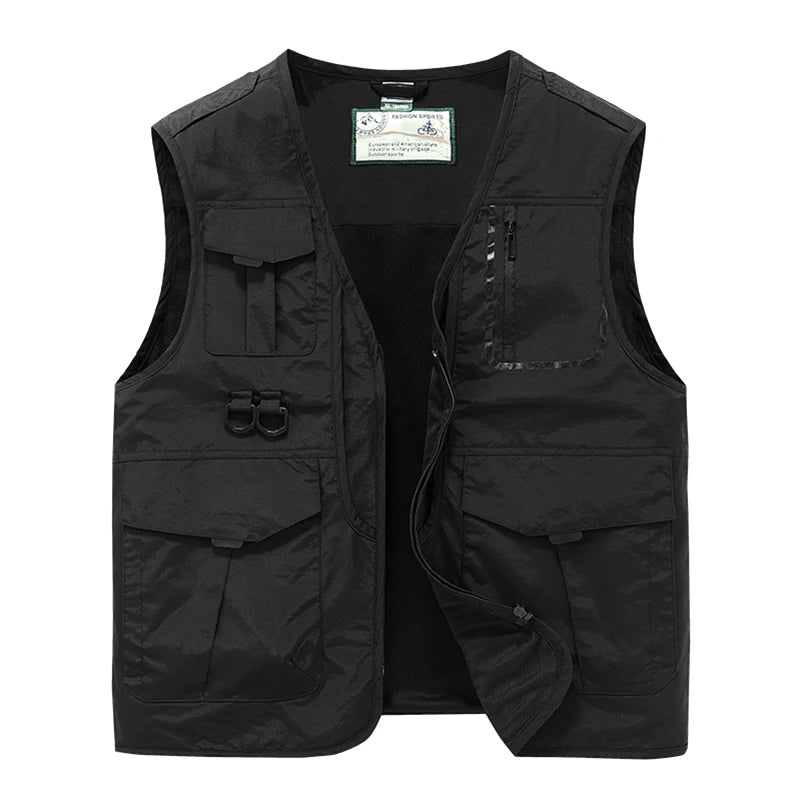Men Cargo Vest – Multi-Pocket Sleeveless Jacket for Outdoor Fishing