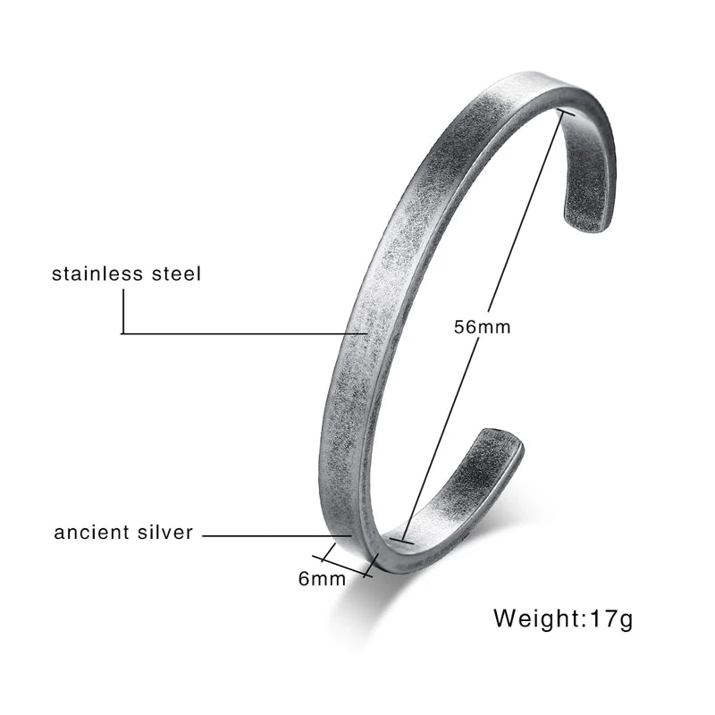 Vnox Retro Vintage Rustic Mens Cuff Bracelet, Waterproof Stainless Steel Metal Rock Punk Viking Bangle Jewelry,Father's Day Gift
