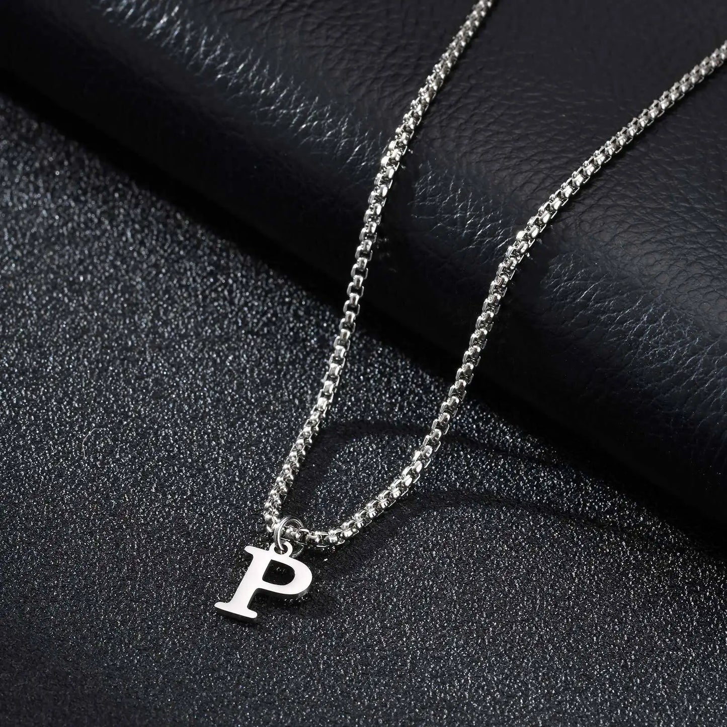 Vnox Simple A-Z Letter Necklace for Men, Waterproof Stainless Steel 26 Letters Pendant Necklace，Men’s Minimal Initial Necklace