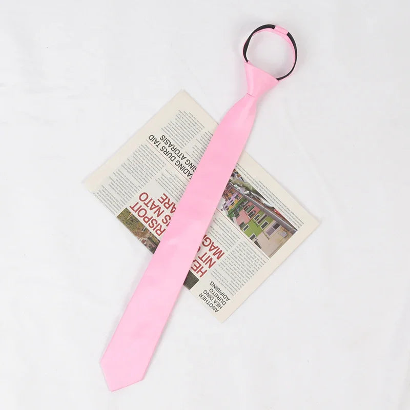 New Unisex Solid Necktie Zipper Tie 6cm Casual for Man Women Gravatas Skinny Slim Mens Party Wedding Shirt Accessories Corbatas