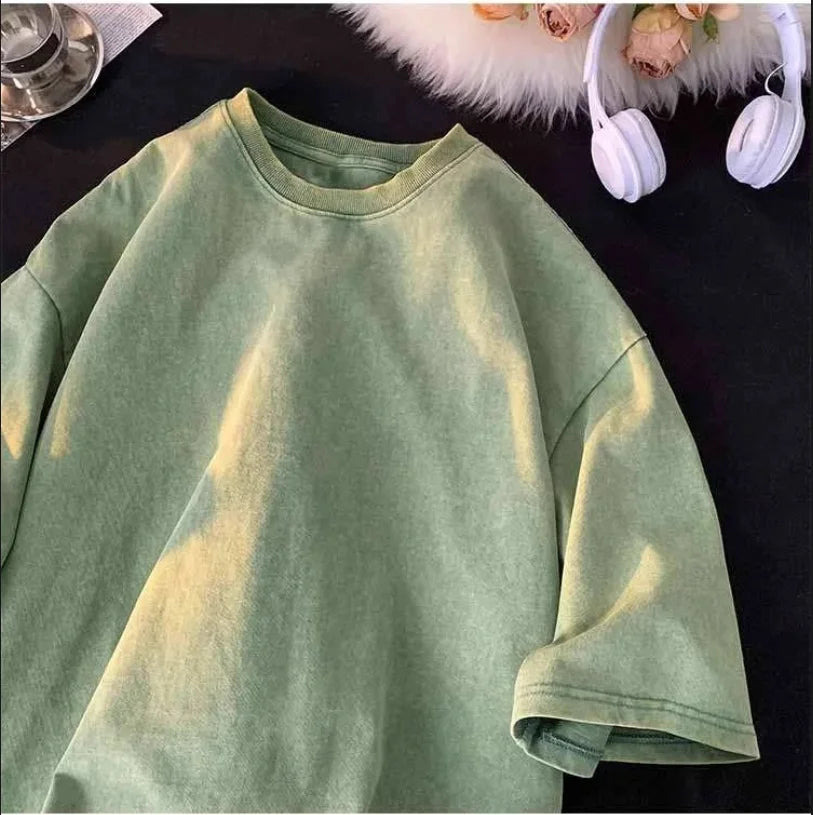 Y2K Quality Oversized Acid Washed T-Shirt Men/Women Vintage T-shirts Streetwear Mineral Wash Tee Shirts BoyGirl Loose Luxury Top