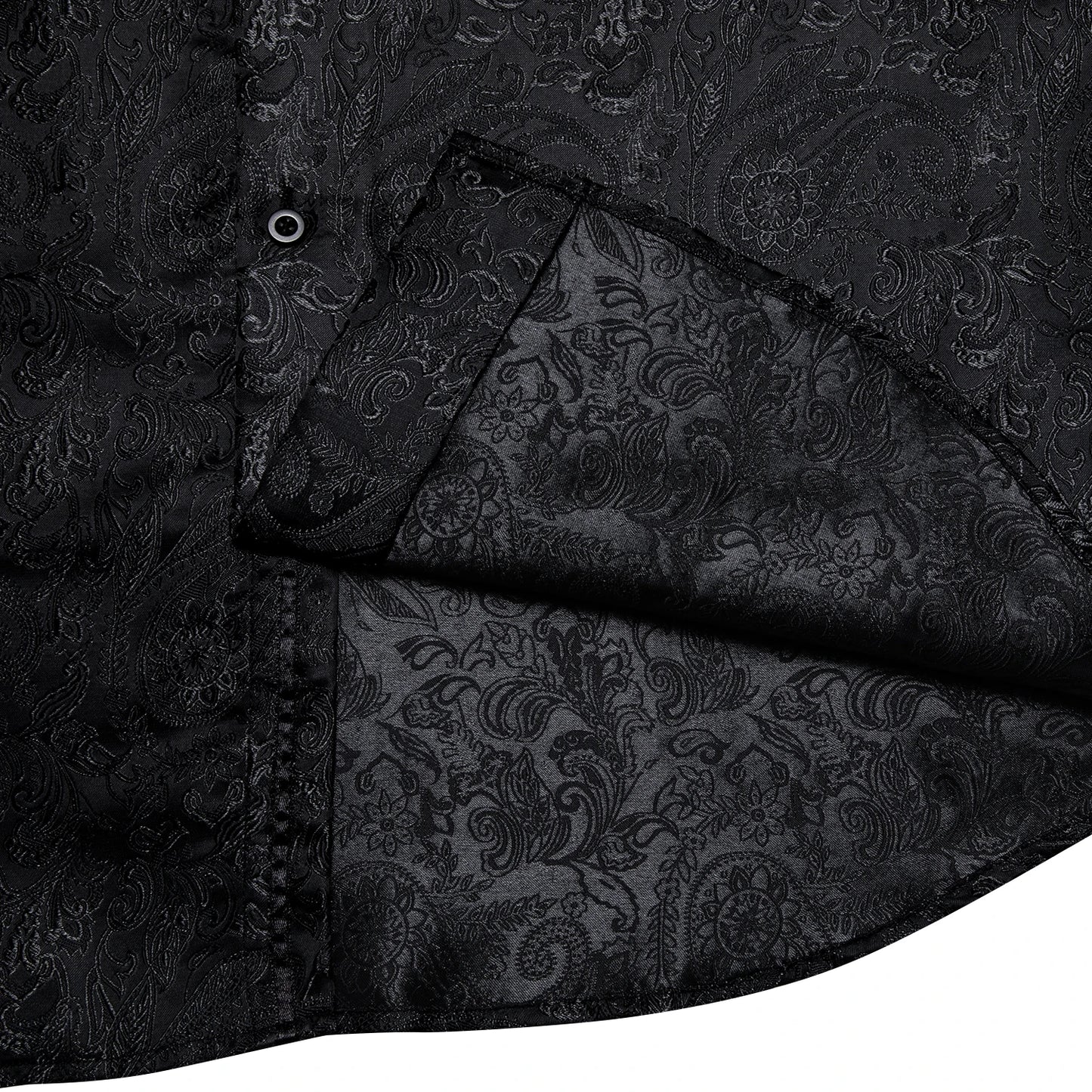 Men's Long Sleeve Black Paisley Silk Dress Shirts Casual Tuxedo Social Shirt Luxury Designer Men Clothing