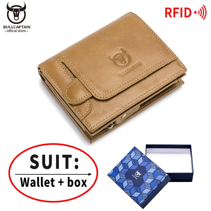 Men’s Leather Wallet – RFID Blocking Genuine Leather Bifold with Coin Pocket – Multifunction Card Case for Daily Use