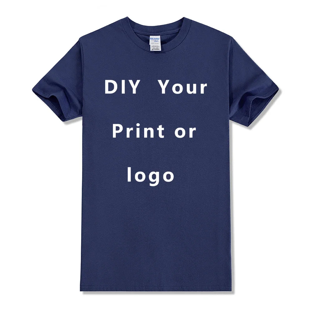 Custom Tshirt Front Back Print Professional Your Own Logo Text Photo Male Personalized Premium Gifts T-shirt EU Size 100% Cotton