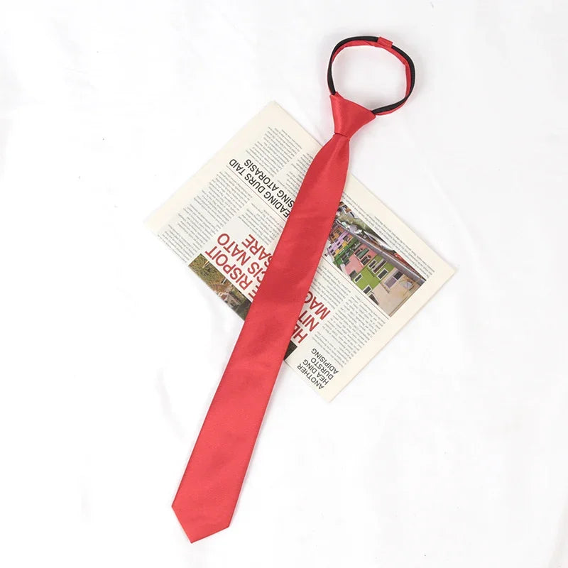 New Unisex Solid Necktie Zipper Tie 6cm Casual for Man Women Gravatas Skinny Slim Mens Party Wedding Shirt Accessories Corbatas