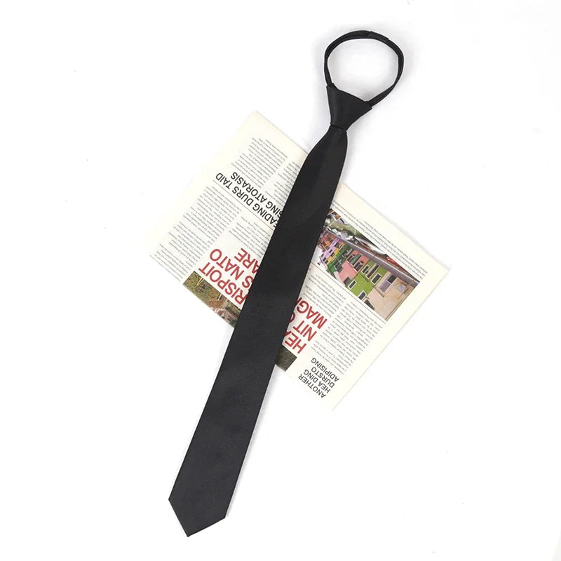 New Unisex Solid Necktie Zipper Tie 6cm Casual for Man Women Gravatas Skinny Slim Mens Party Wedding Shirt Accessories Corbatas
