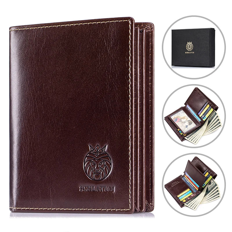 Men’s Leather Wallet – RFID Blocking Bifold with Large Capacity & ID Window – Casual Everyday Use