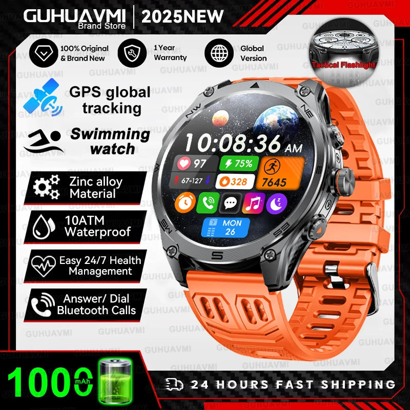 Military Smart Watch for Men – 10ATM Waterproof GPS Tactical Sports Watch