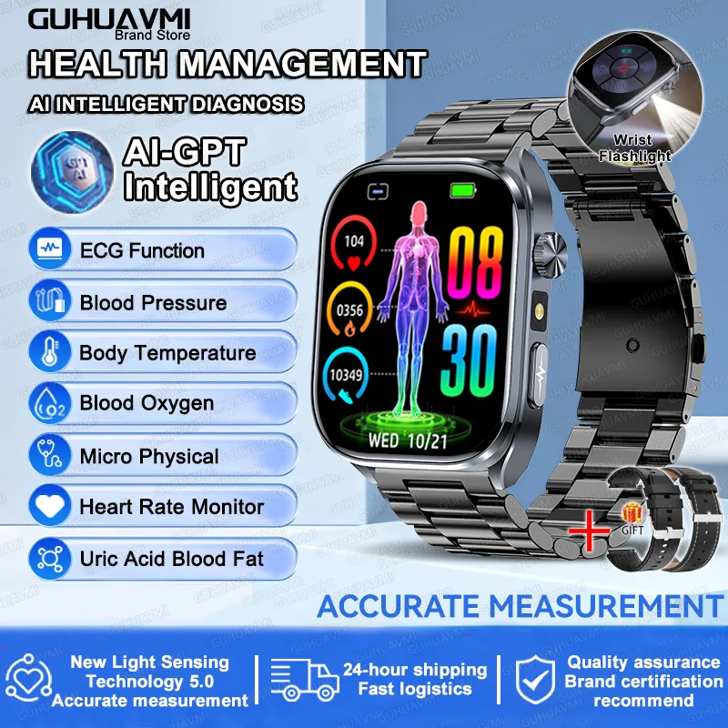 ECG Smart Watch for Men – Heart Health & Blood Pressure Monitor with BT Call