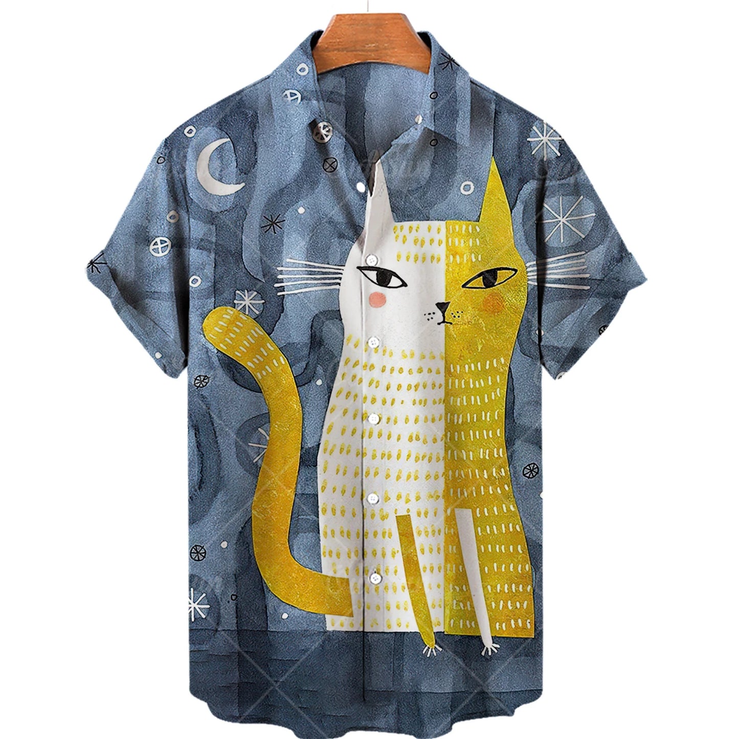 Hawaiian Summer Man Plus Size Shirt Floral 3d Lapel Casual Short Sleeve Anime Cartoon Clothes Street Retro Cat Sale Manga Curta