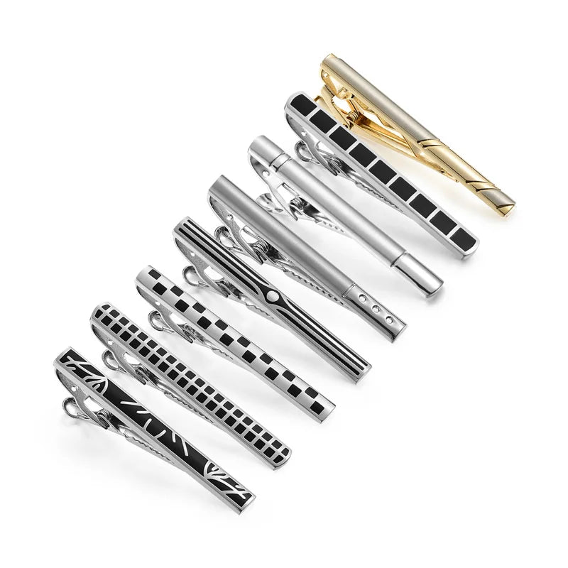 7/8 PCS Tie Clips Set With Gift Box Wedding Guest Gift Luxury Men's Jewelry Business Man Shirt Cufflinks Gift For Husband