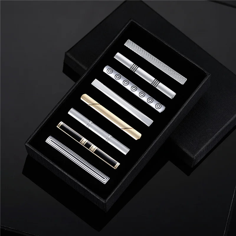 7/8 PCS Tie Clips Set With Gift Box Wedding Guest Gift Luxury Men's Jewelry Business Man Shirt Cufflinks Gift For Husband