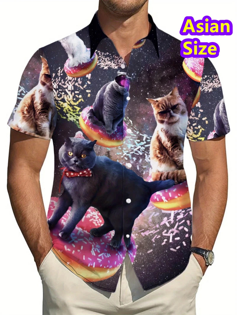 Hawaiian Shirt Man Streetwear Car Beer 3d Print Graphic Street Beach Men's Shirt Casual Short Sleeves Button-down Shirt Man Top