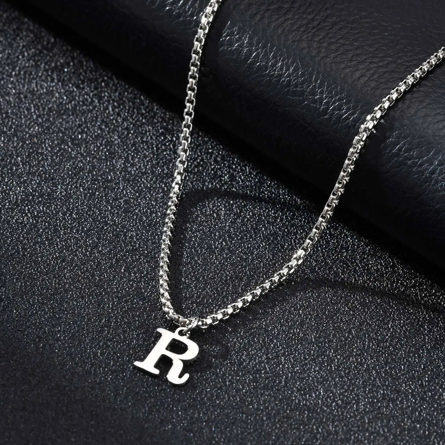 Vnox Simple A-Z Letter Necklace for Men, Waterproof Stainless Steel 26 Letters Pendant Necklace，Men’s Minimal Initial Necklace