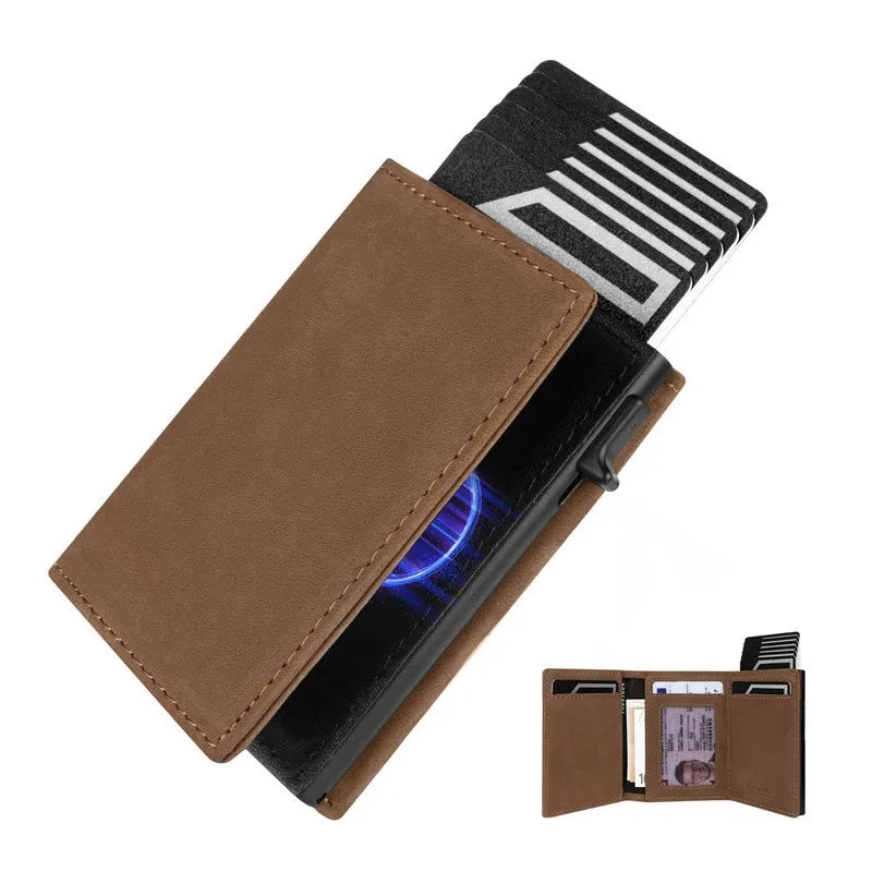 Men’s RFID Wallet – Ultra-Thin Trifold with Zipper Coin Pocket – Anti-Theft Card Holder for Daily Use