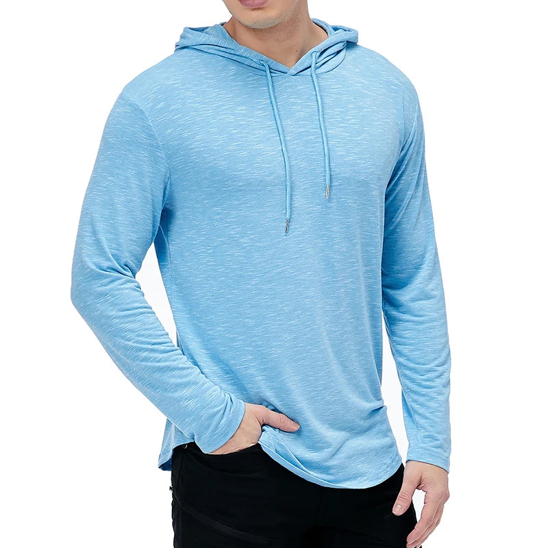 Men's Lightweight Athletic Hoodies Long Sleeve Workout Sport Hooded Shirt Casual Gym Running Jogger Shirt Pullover Sweatshirt