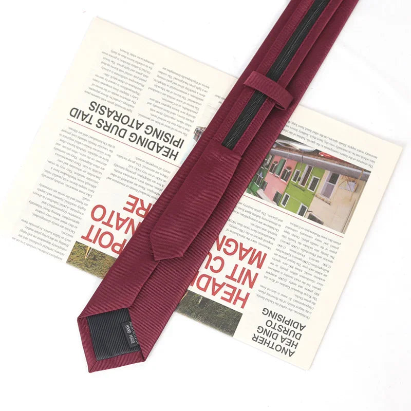 New Unisex Solid Necktie Zipper Tie 6cm Casual for Man Women Gravatas Skinny Slim Mens Party Wedding Shirt Accessories Corbatas