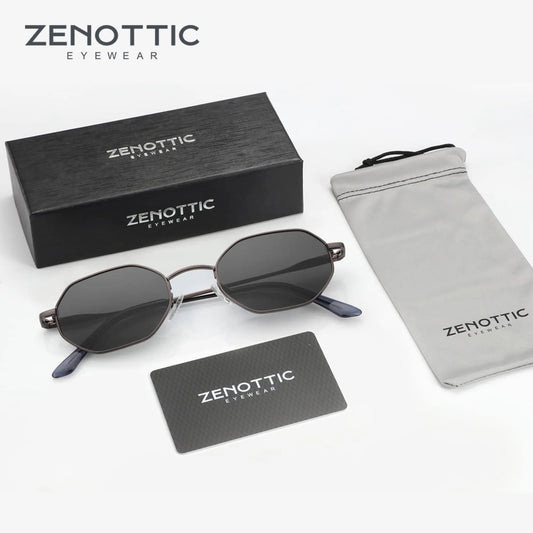 ZENOTTIC Retro Small Polygon Polarized Sunglasses Women Metal UV400 Sun Glasses Men Anti-Glare UV400 Goggles Driving Eyewear