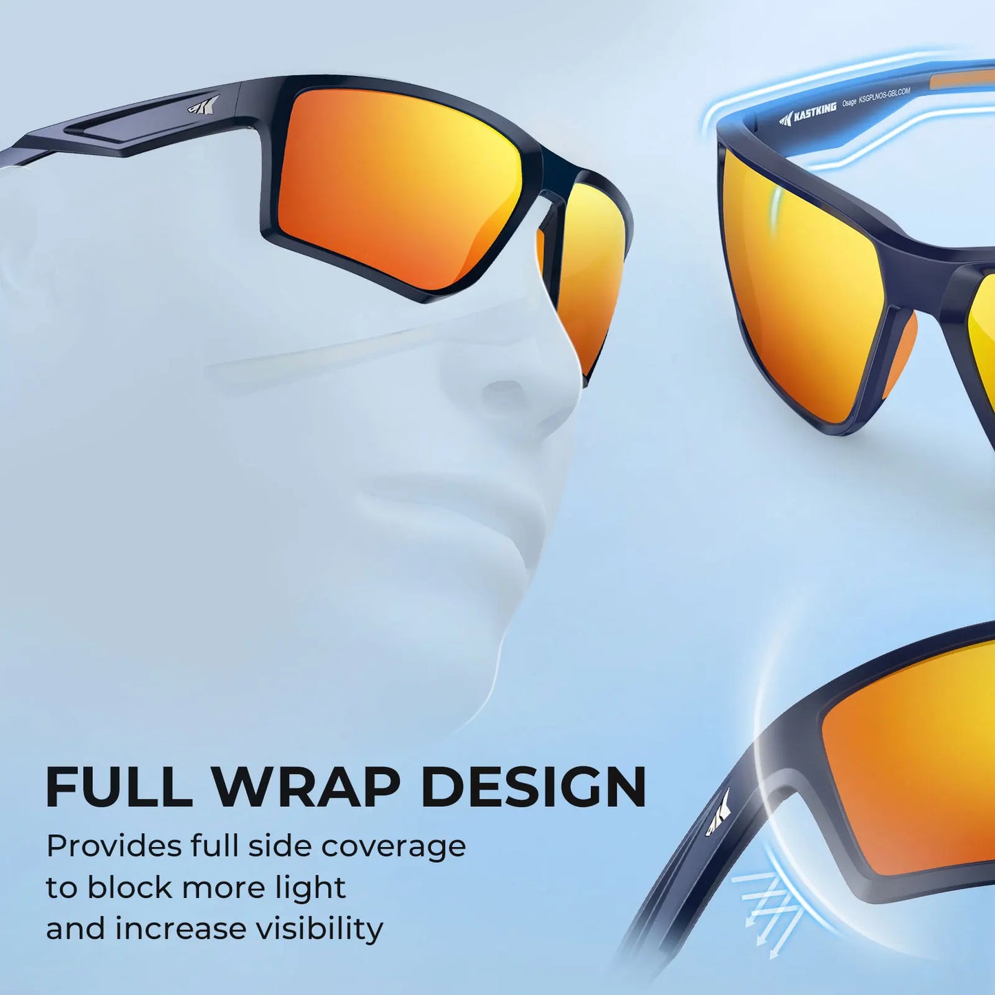 KastKing Osage Polarized Sport Sunglasses Outdoor Glasses for Men Women Ideal for Driving Fishing Cycling Running UV Protection