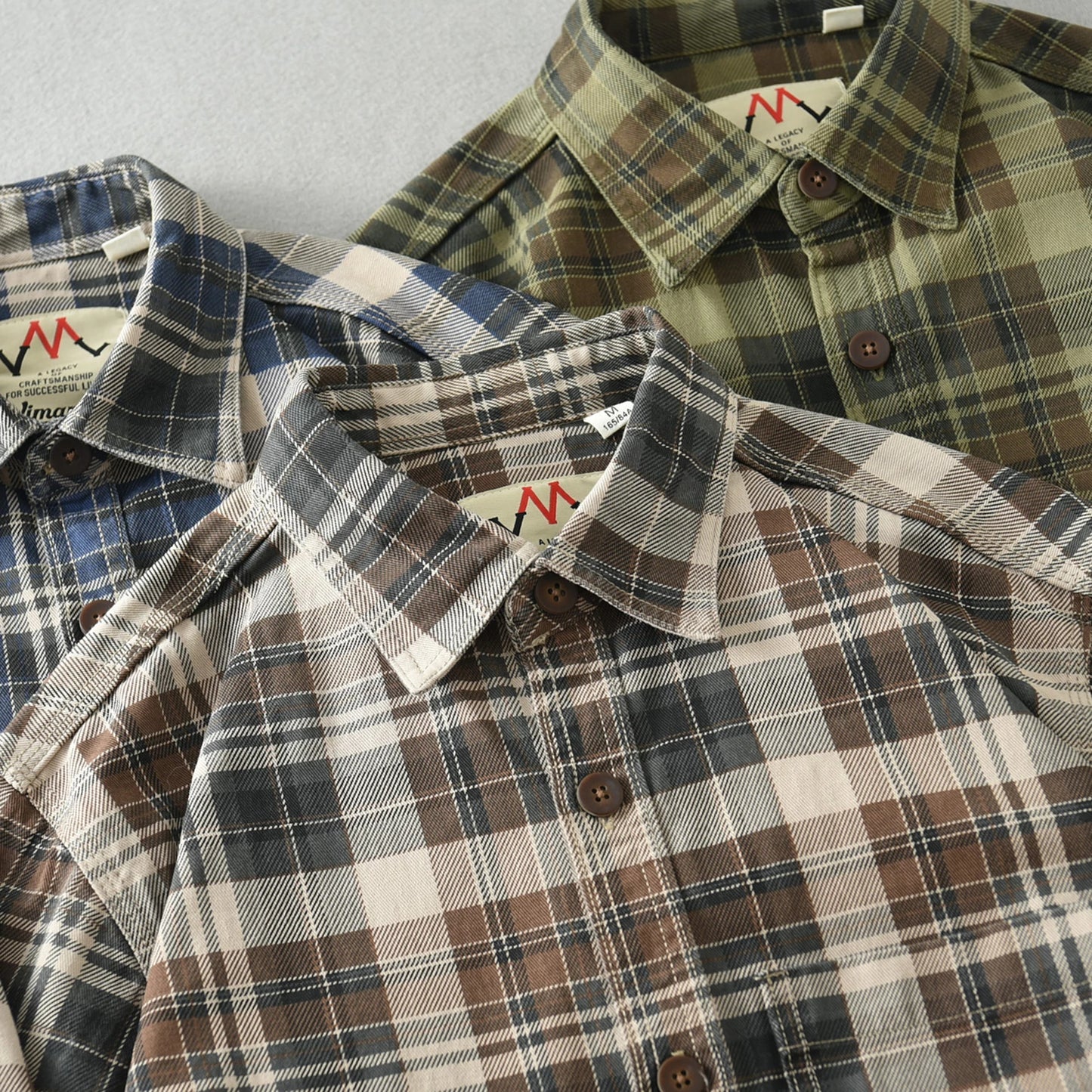 100% cotton vintage wash plaid shirt Men's spring and autumn casual long-sleeved shirt jacket