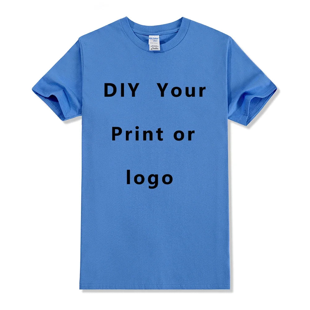 Custom Tshirt Front Back Print Professional Your Own Logo Text Photo Male Personalized Premium Gifts T-shirt EU Size 100% Cotton