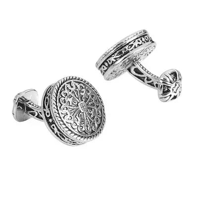 Carved Antique Gold Silver-color Greek Royal Pattern Cufflinks Banquet Suit Shirt French Cuff Links High-end Men's Jewelry Gifts