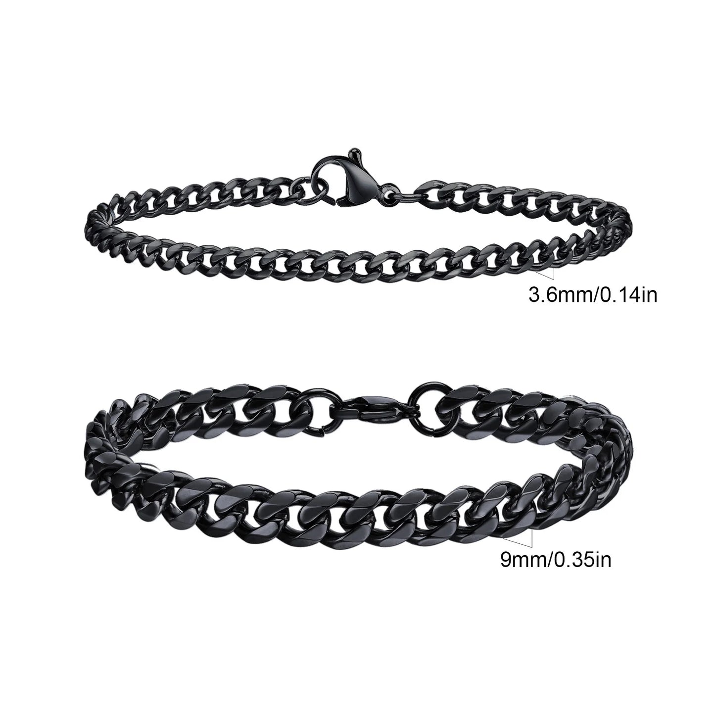 2pcs Men's Chain Bracelets,Silver Gold Black Color Stainless Steel Twisted Rope Chain,Trendy Cuban Link Chain Wristband Gift