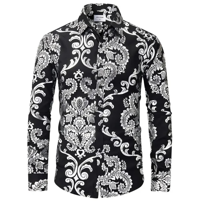 Luxury Baroque 3D Print Formal Wear Shirt Men Casual Button Shirts Comfortable Long Sleeve Male Multicolor Clothes Tops