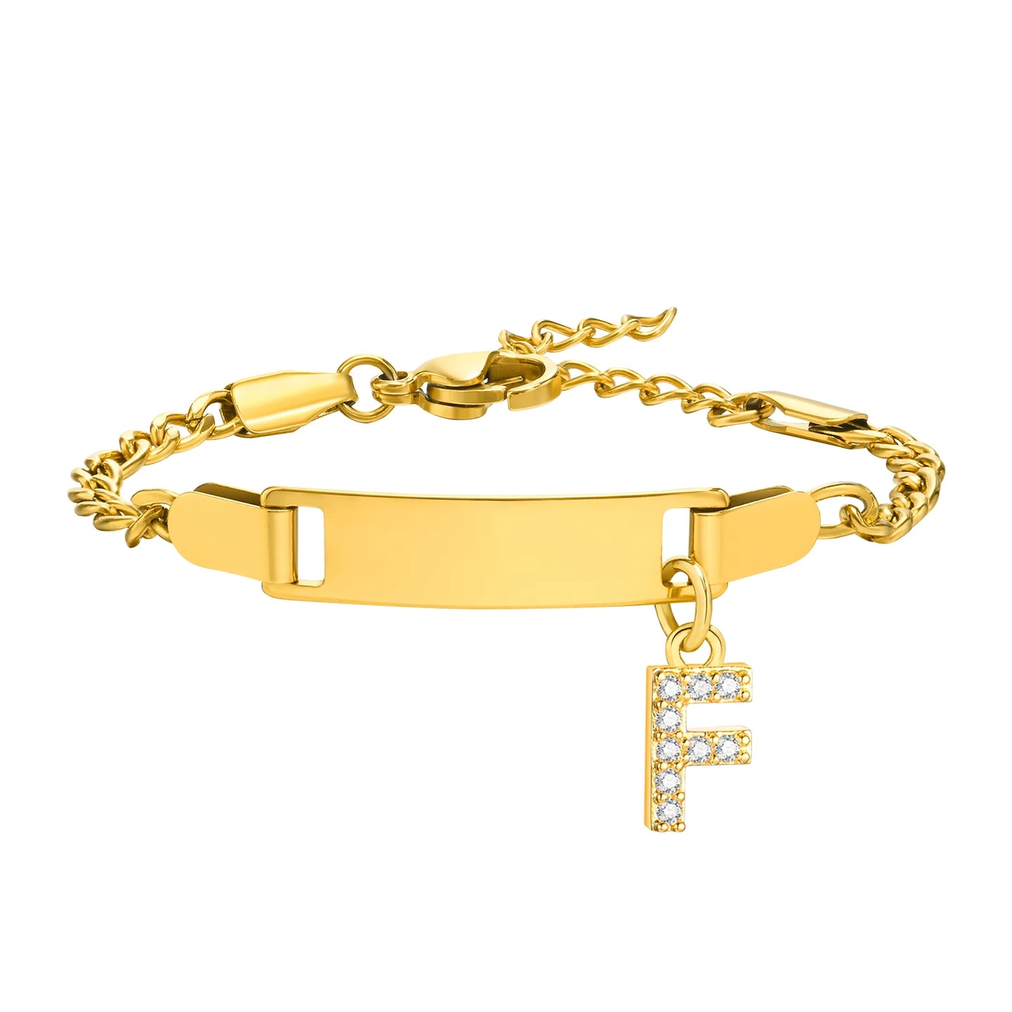 Personalized Name Bracelet With Initials for Boy Girl, Free Engraving Date ID Wristband Birthday Gift