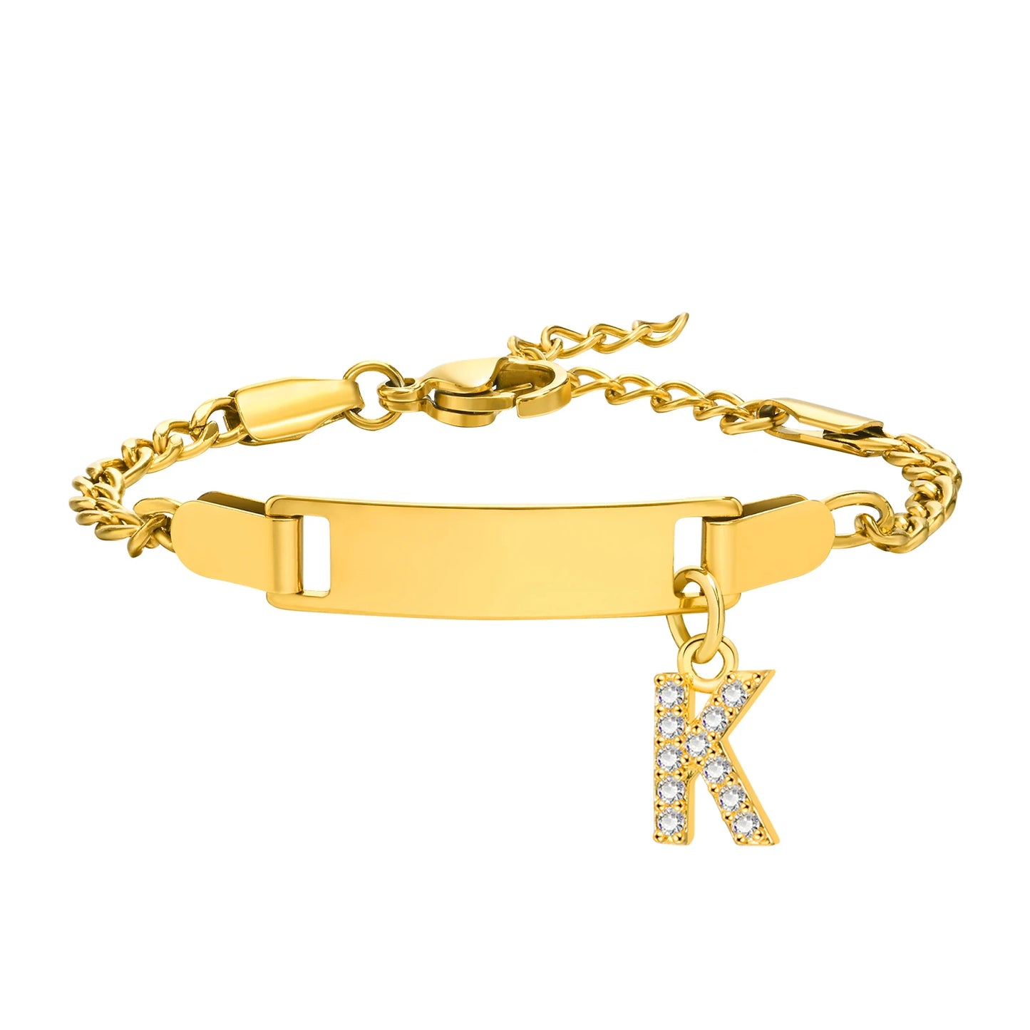 Personalized Name Bracelet With Initials for Boy Girl, Free Engraving Date ID Wristband Birthday Gift