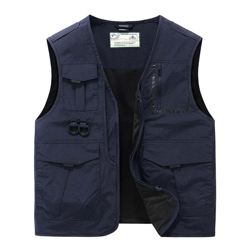 Men Cargo Vest – Multi-Pocket Sleeveless Jacket for Outdoor Fishing