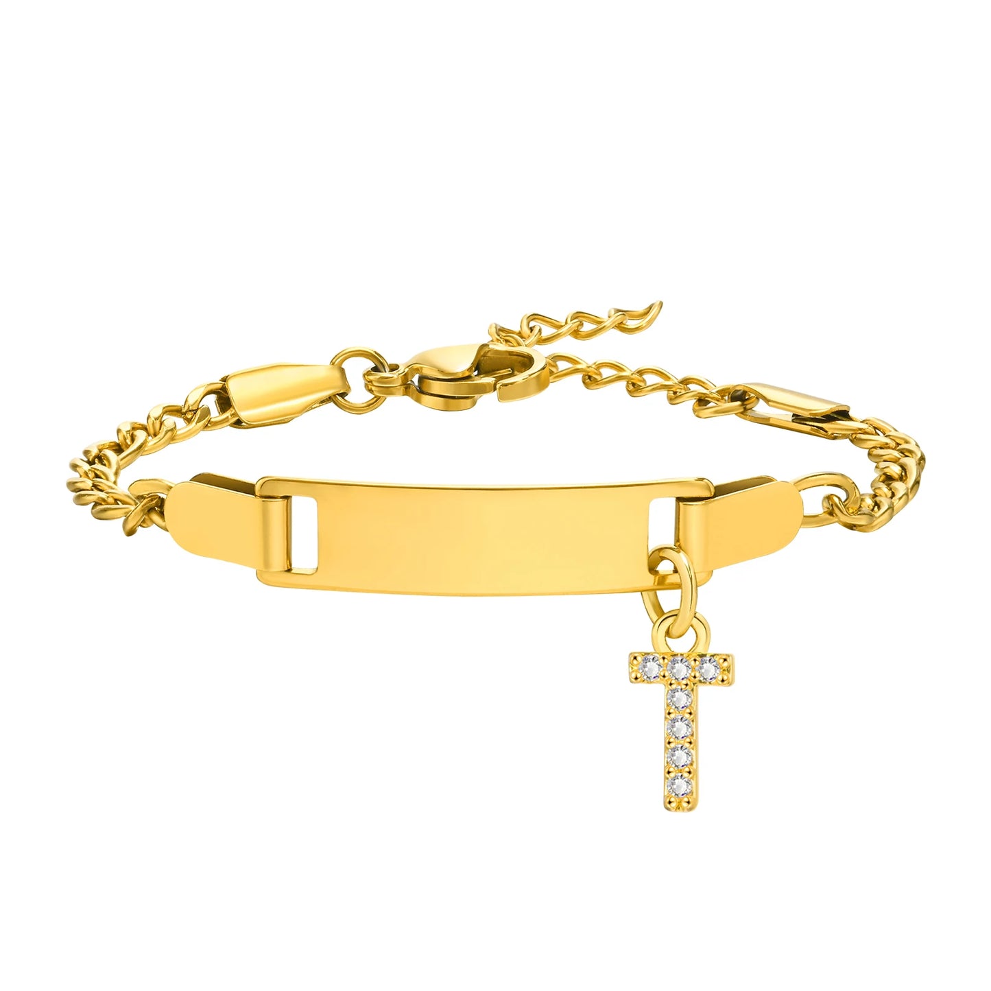 Personalized Name Bracelet With Initials for Boy Girl, Free Engraving Date ID Wristband Birthday Gift