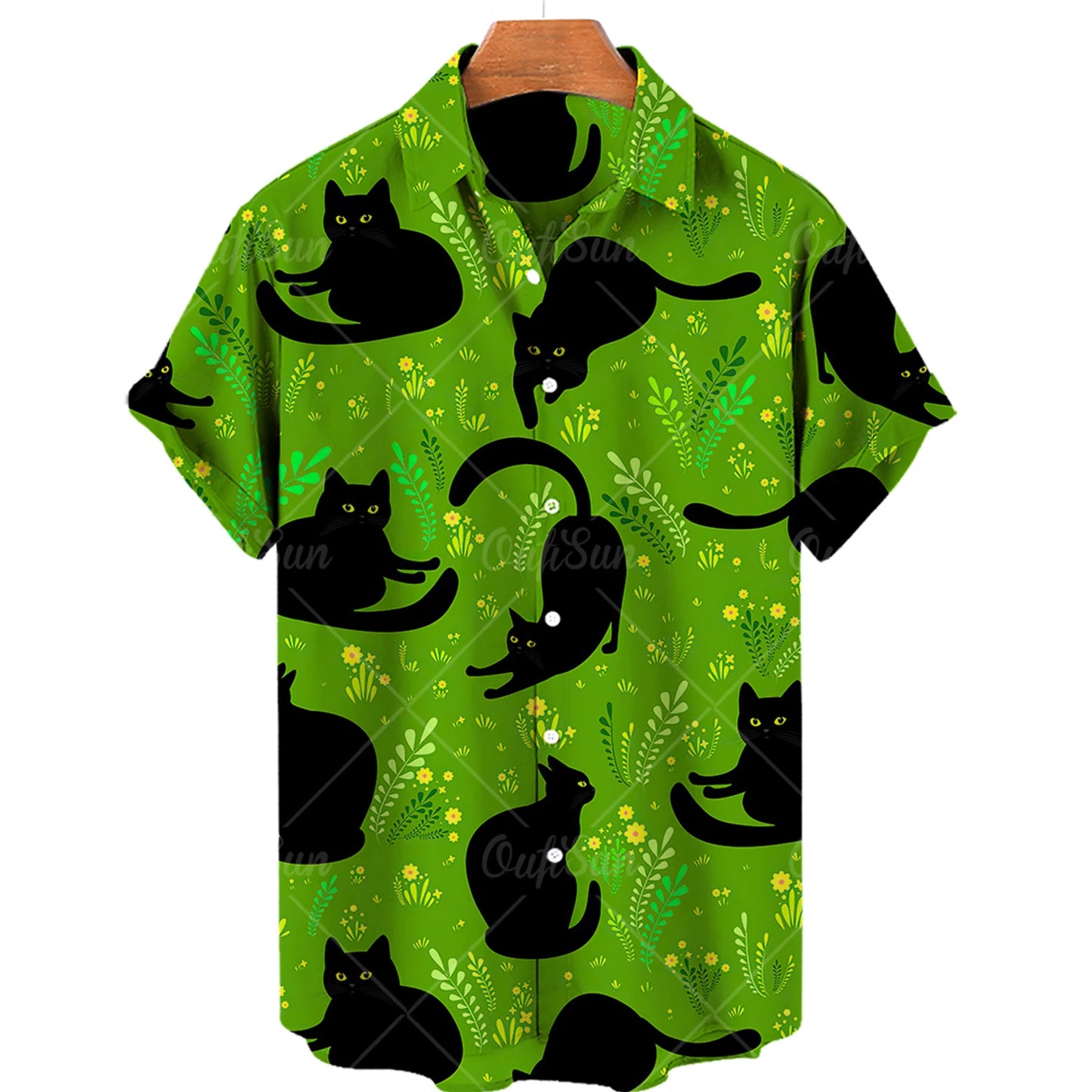 Hawaiian Summer Man Plus Size Shirt Floral 3d Lapel Casual Short Sleeve Anime Cartoon Clothes Street Retro Cat Sale Manga Curta