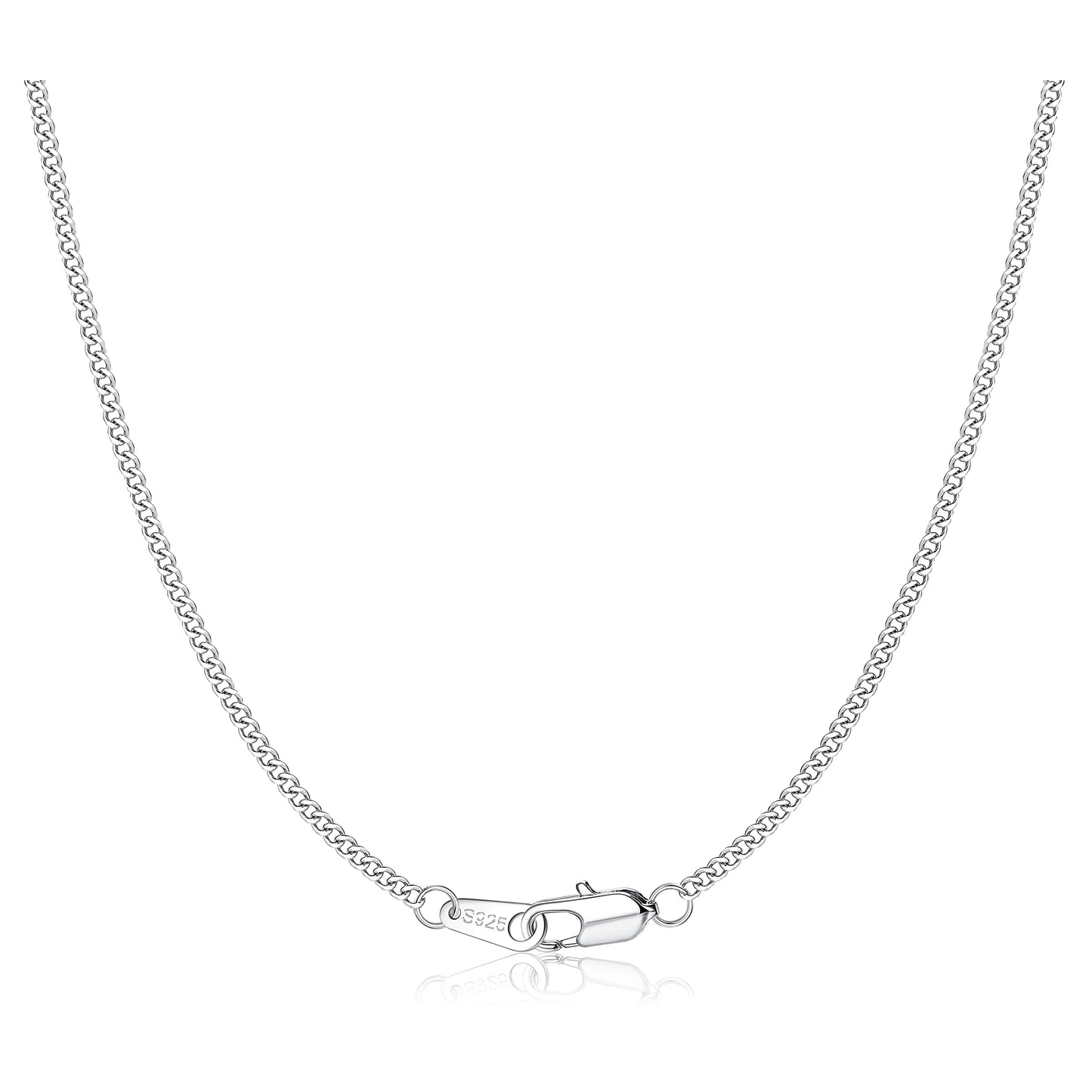 Fansilver S925 Sterling Silver Diamond Cut Curb Chain Necklace for Women Men Lobster Claw Clasp Sterling Silver Neck Chain