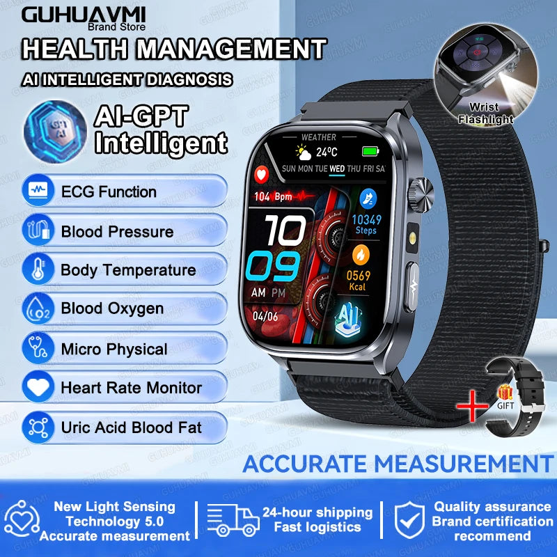 ECG Smart Watch for Men – Heart Health & Blood Pressure Monitor with BT Call