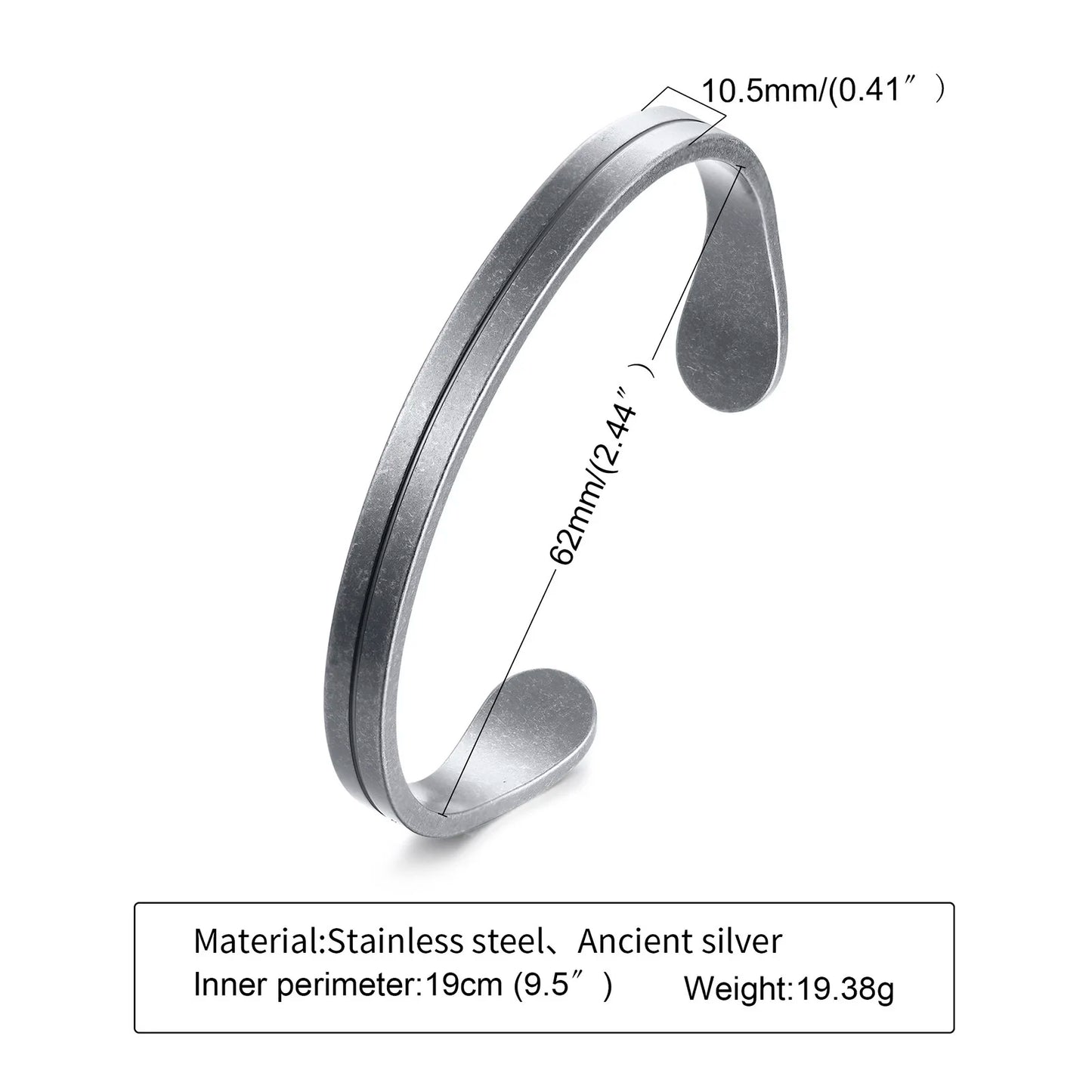 Vnox Retro Vintage Rustic Mens Cuff Bracelet, Waterproof Stainless Steel Metal Rock Punk Viking Bangle Jewelry,Father's Day Gift