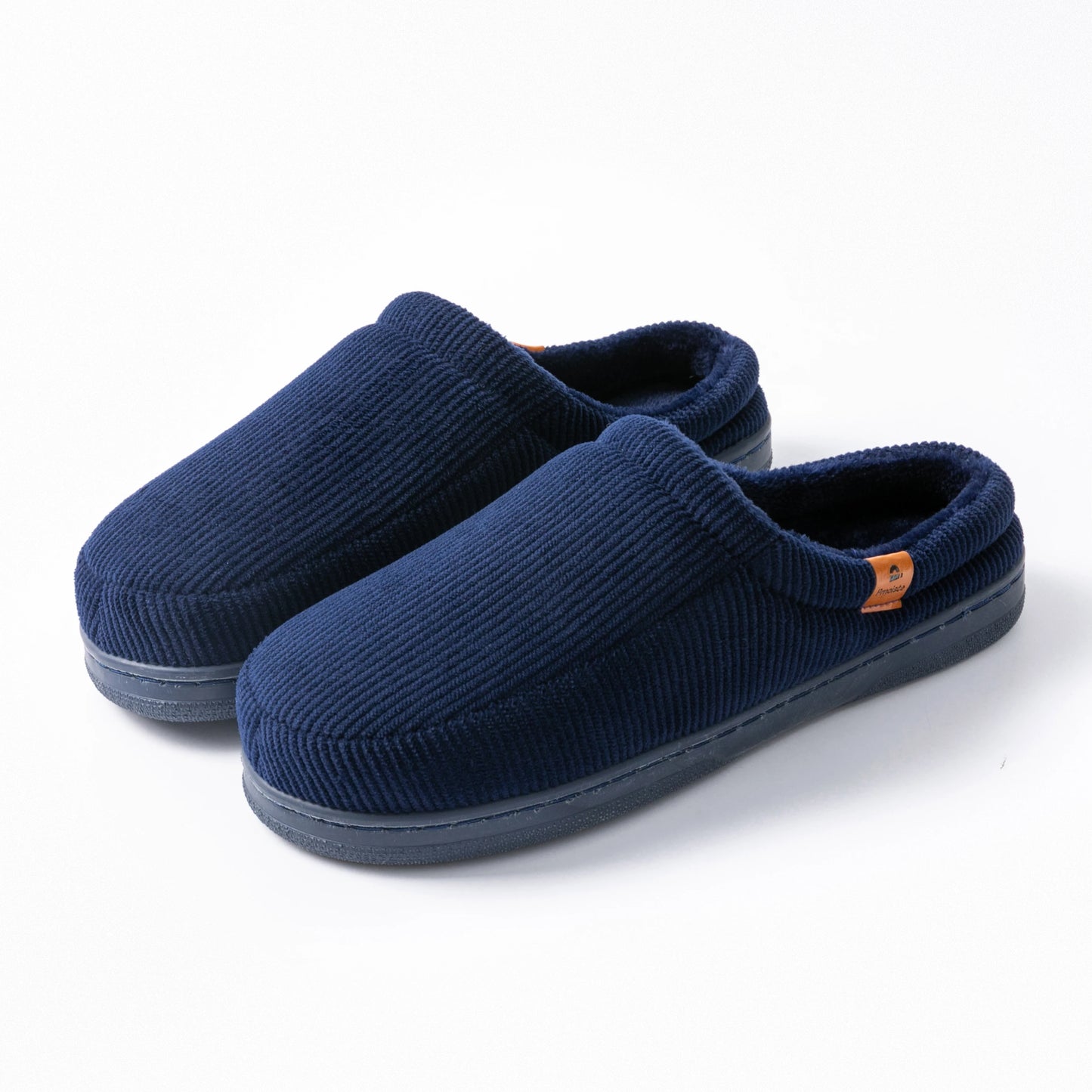 Pmoiste Stripe Corduroy House Shoes Men Warm Soft TPR Cushion Memory Foam Home Slippers Slip On Winter Indoor High-quality