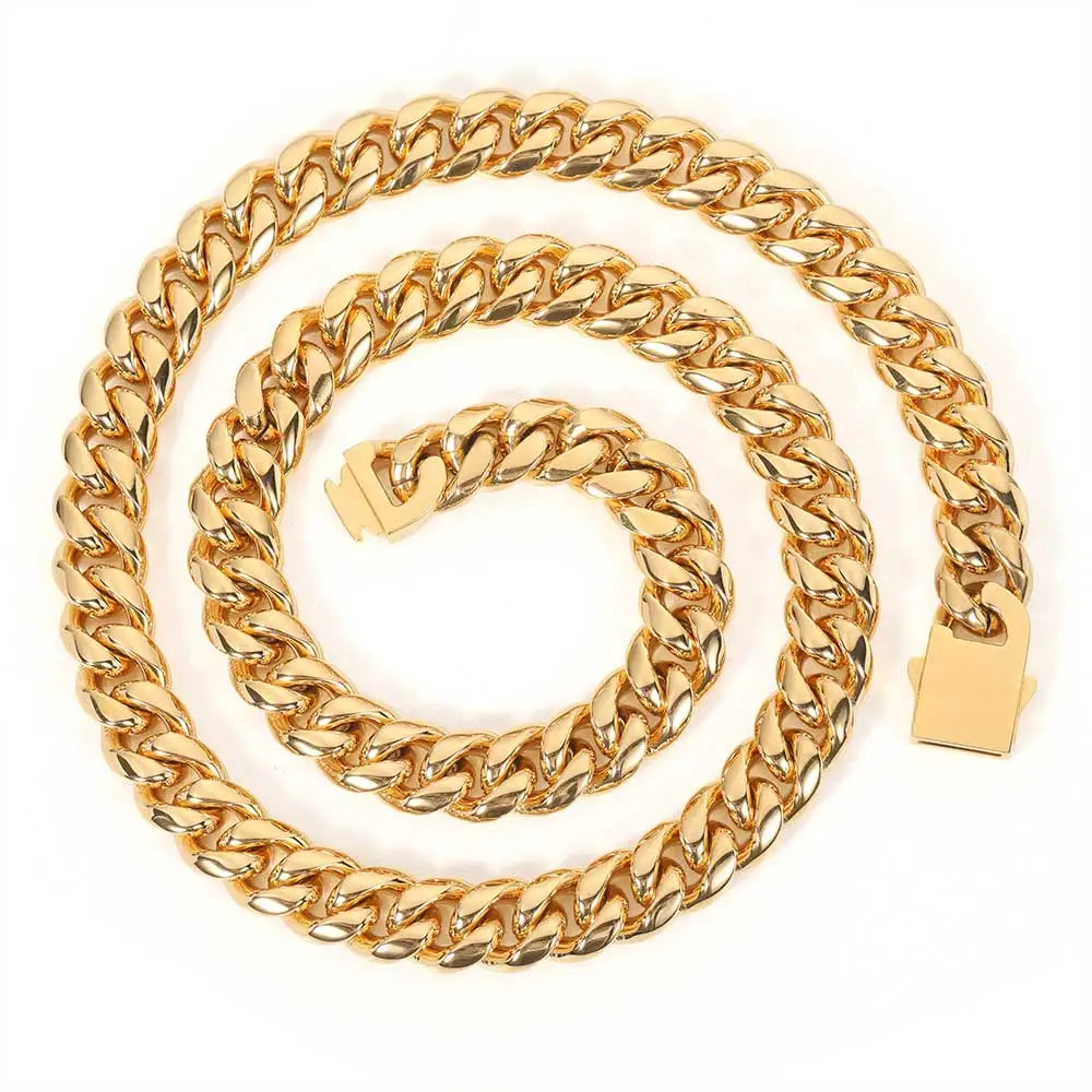 Cuban Link Chain & Bracelet – 316L Stainless Steel Hip-Hop Jewelry for Men & Women