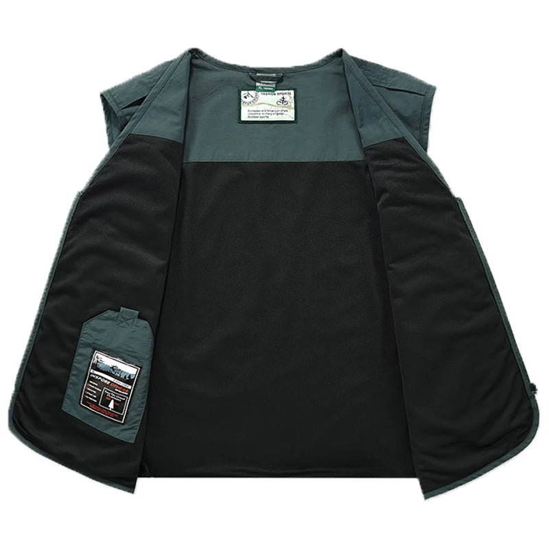 Men Cargo Vest – Multi-Pocket Sleeveless Jacket for Outdoor Fishing
