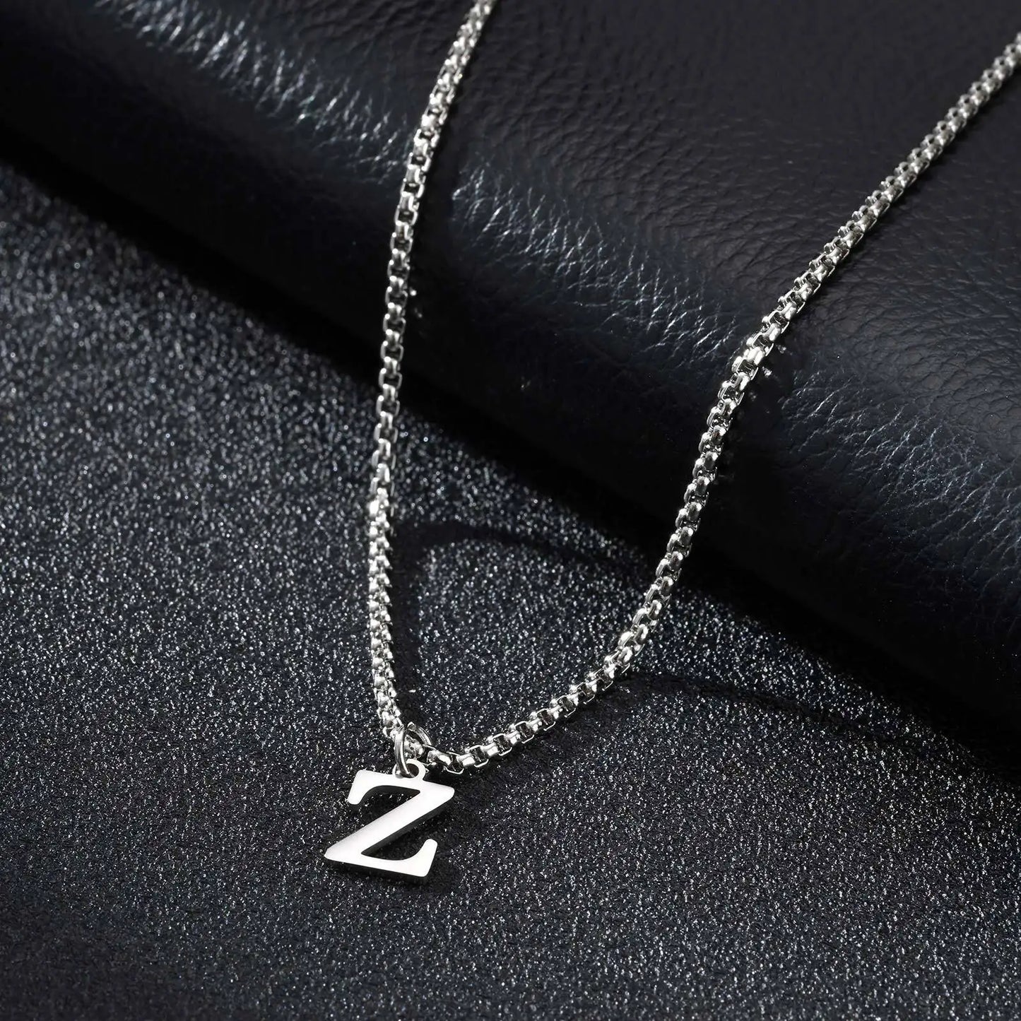 Vnox Simple A-Z Letter Necklace for Men, Waterproof Stainless Steel 26 Letters Pendant Necklace，Men’s Minimal Initial Necklace