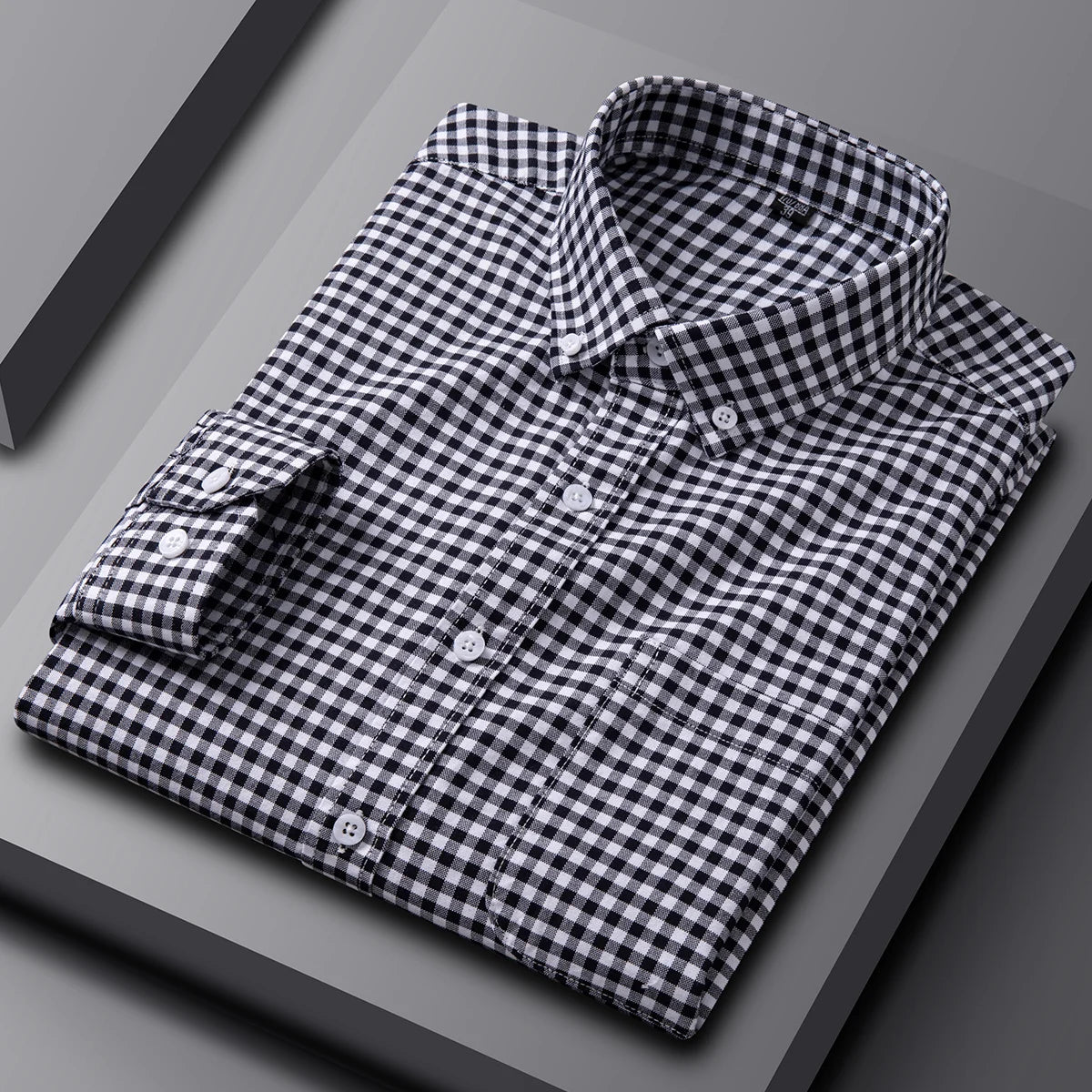 New in shirt 100%cotton oxford plaid long sleeve shirts for man slim fit formal plain shirt soft striped casual elegant clothes