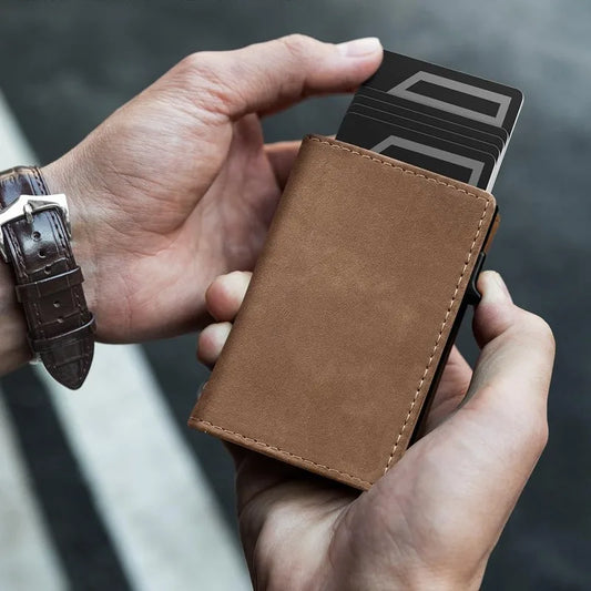 Men’s RFID Wallet – Ultra-Thin Trifold with Zipper Coin Pocket – Anti-Theft Card Holder for Daily Use