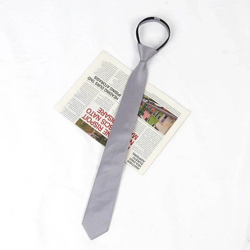 New Unisex Solid Necktie Zipper Tie 6cm Casual for Man Women Gravatas Skinny Slim Mens Party Wedding Shirt Accessories Corbatas