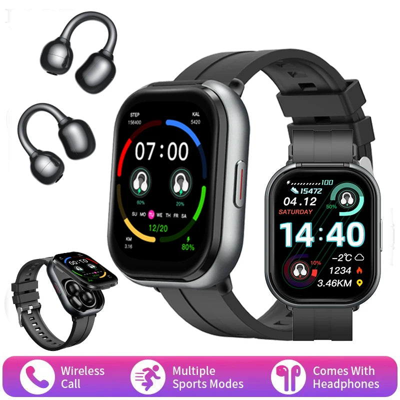 D9 2 in 1 Smart Watch With Earbuds Smartwatch TWS Bluetooth Earphone Heart Rate Blood Pressure Monitor Sport Watch Fitness Watch