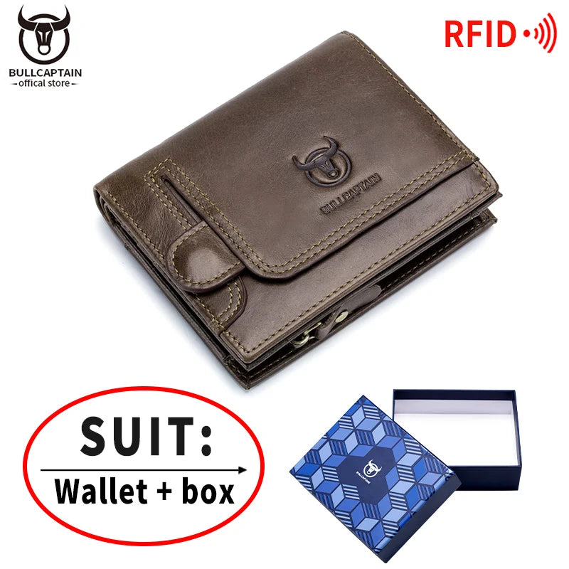 Men’s Leather Wallet – RFID Blocking Genuine Leather Bifold with Coin Pocket – Multifunction Card Case for Daily Use