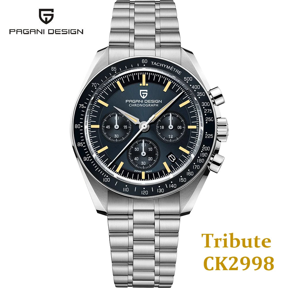 2025 جديد PAGANI DESIGN تكريمًا لساعة القمر CK2998 ساعات كوارتز فاخرة للرجال من الفولاذ المقاوم للصدأ كرونوغراف رياضي للرجال