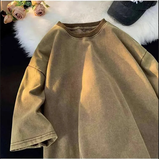 Y2K Quality Oversized Acid Washed T-Shirt Men/Women Vintage T-shirts Streetwear Mineral Wash Tee Shirts BoyGirl Loose Luxury Top