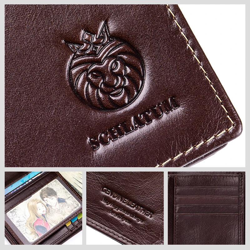 Men’s Leather Wallet – RFID Blocking Bifold with Large Capacity & ID Window – Casual Everyday Use