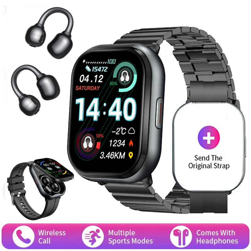 D9 2 in 1 Smart Watch With Earbuds Smartwatch TWS Bluetooth Earphone Heart Rate Blood Pressure Monitor Sport Watch Fitness Watch